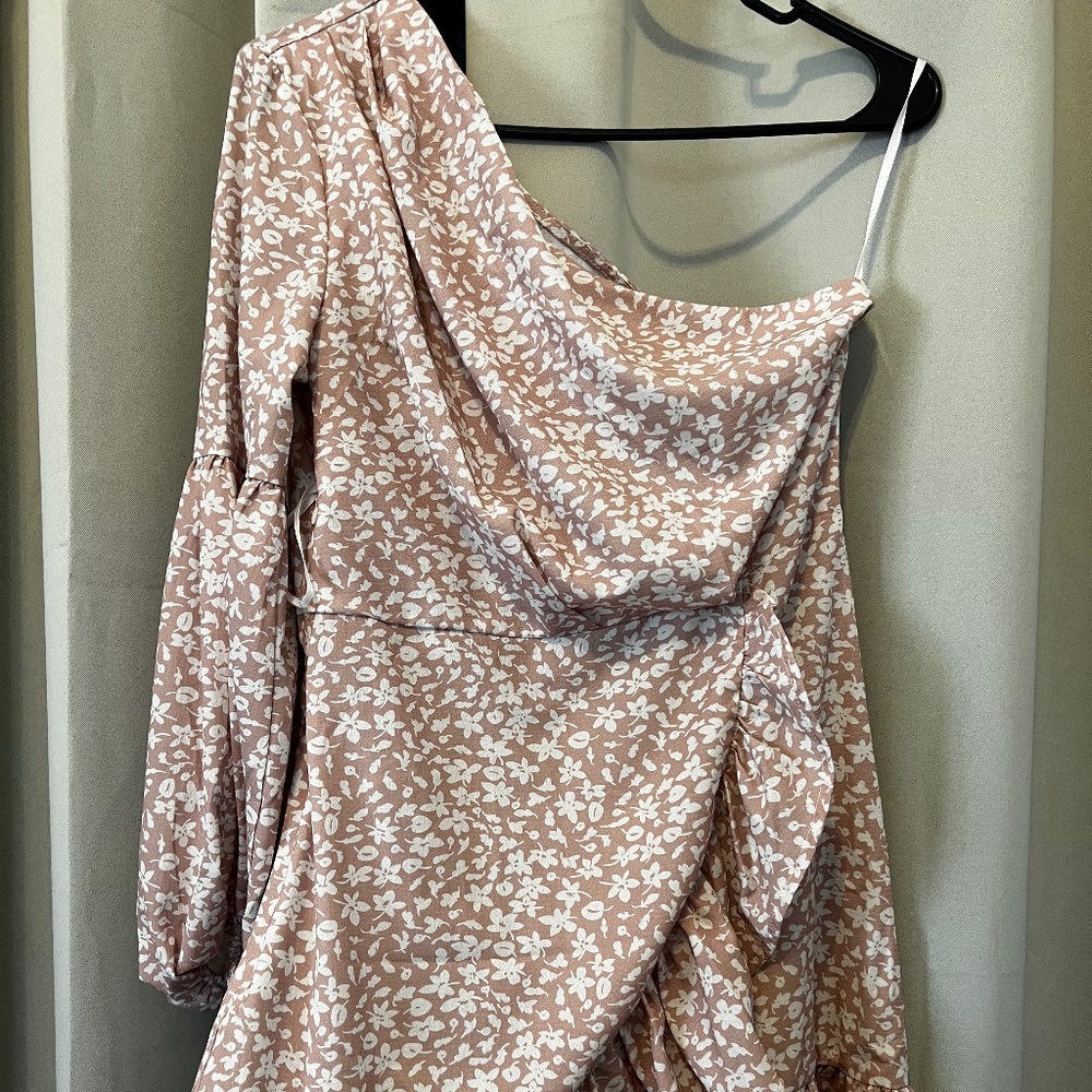 One Shoulder Bell Sleeve Dress